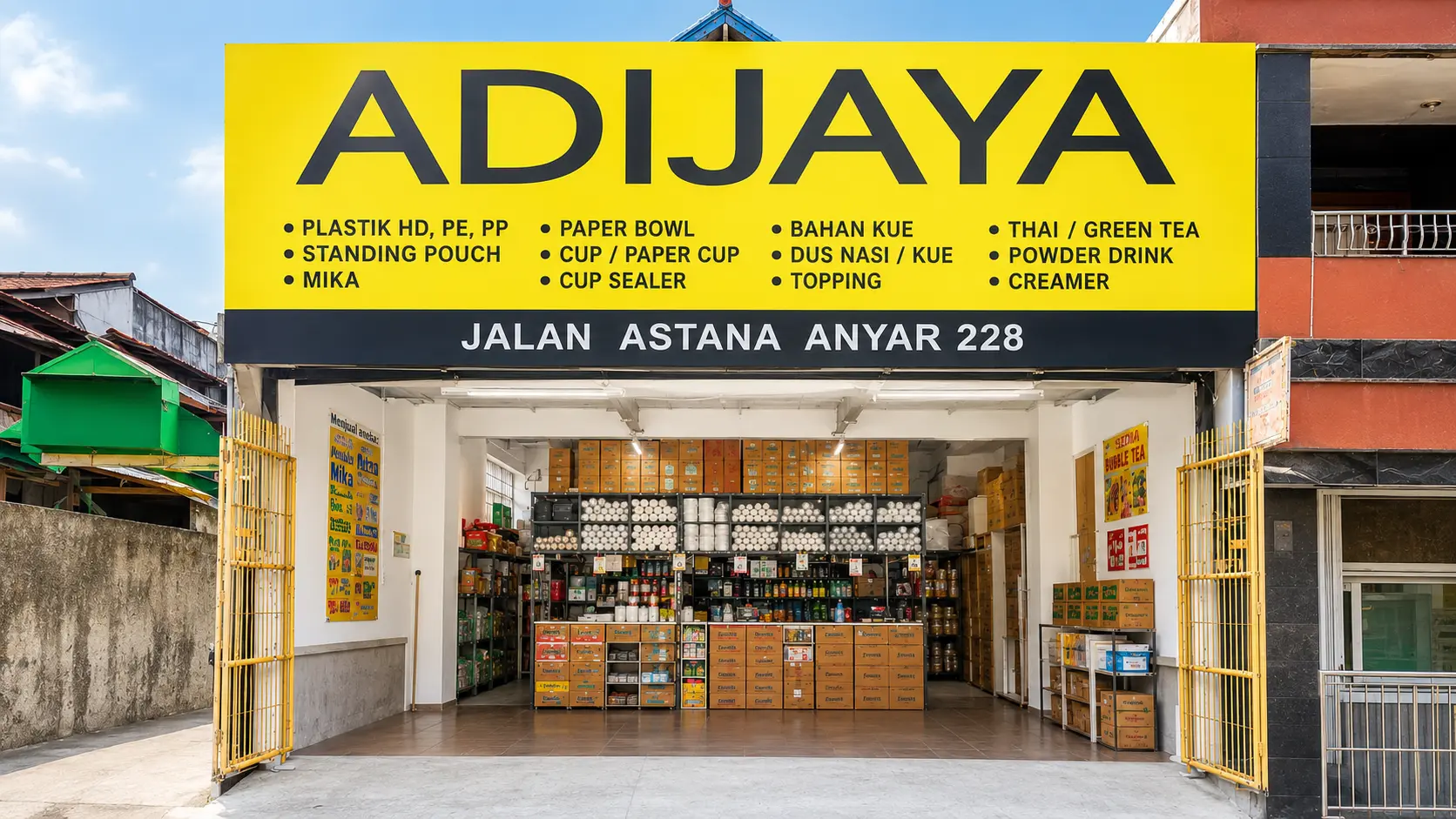 Tampak depan Toko Plastik dan Bahan Kue Adijaya Bandung