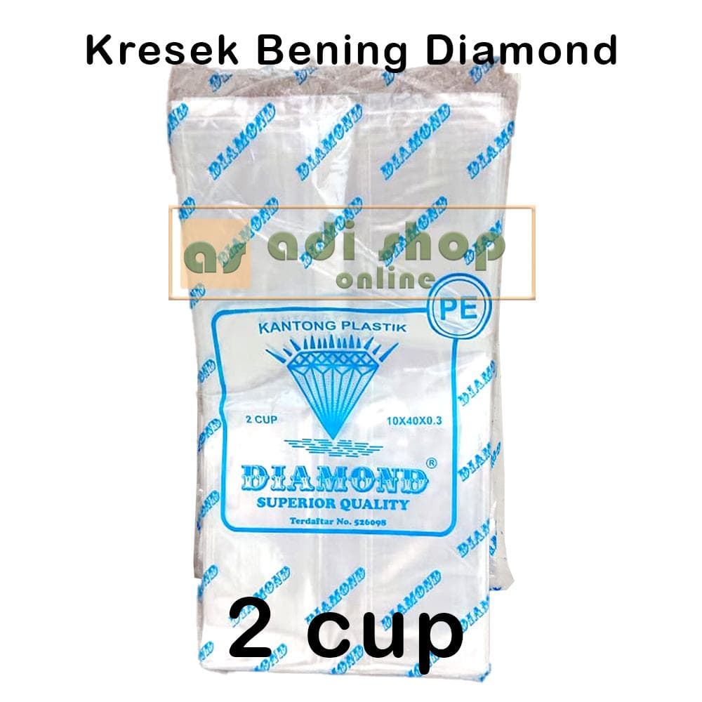 Kantong Plastik Kresek Bening PE 2 Cup Diamond — Kemasan & Wadah di Adijaya Bandung