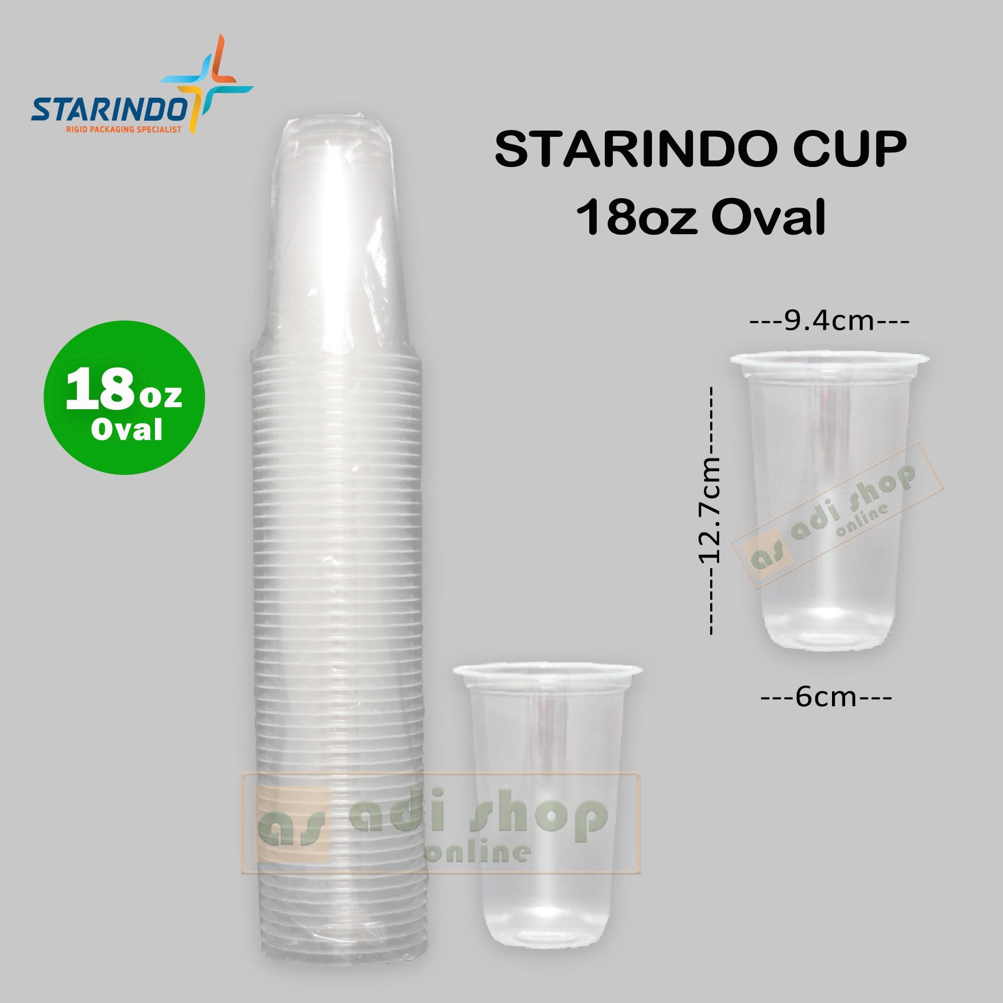 Gelas Cup Plastik Datar Starindo 18oz Oval 8gr 1 Slop isi 50cup — Gelas Plastik & Cup di Adijaya Bandung