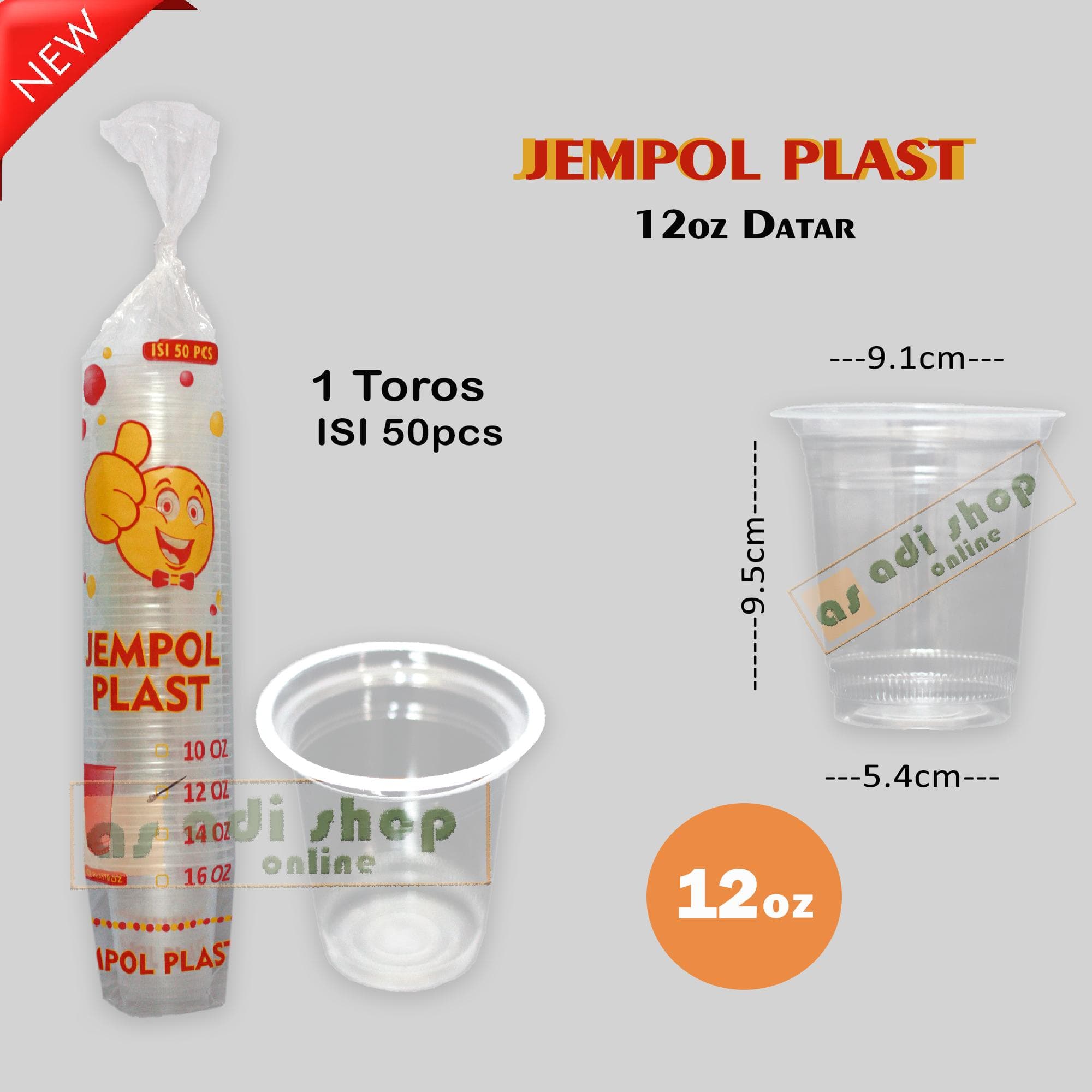 Gelas Cup Plastik Datar Jempol Plast 12oz Tebal 1 Toros isi 50cup — Gelas Plastik & Cup di Adijaya Bandung