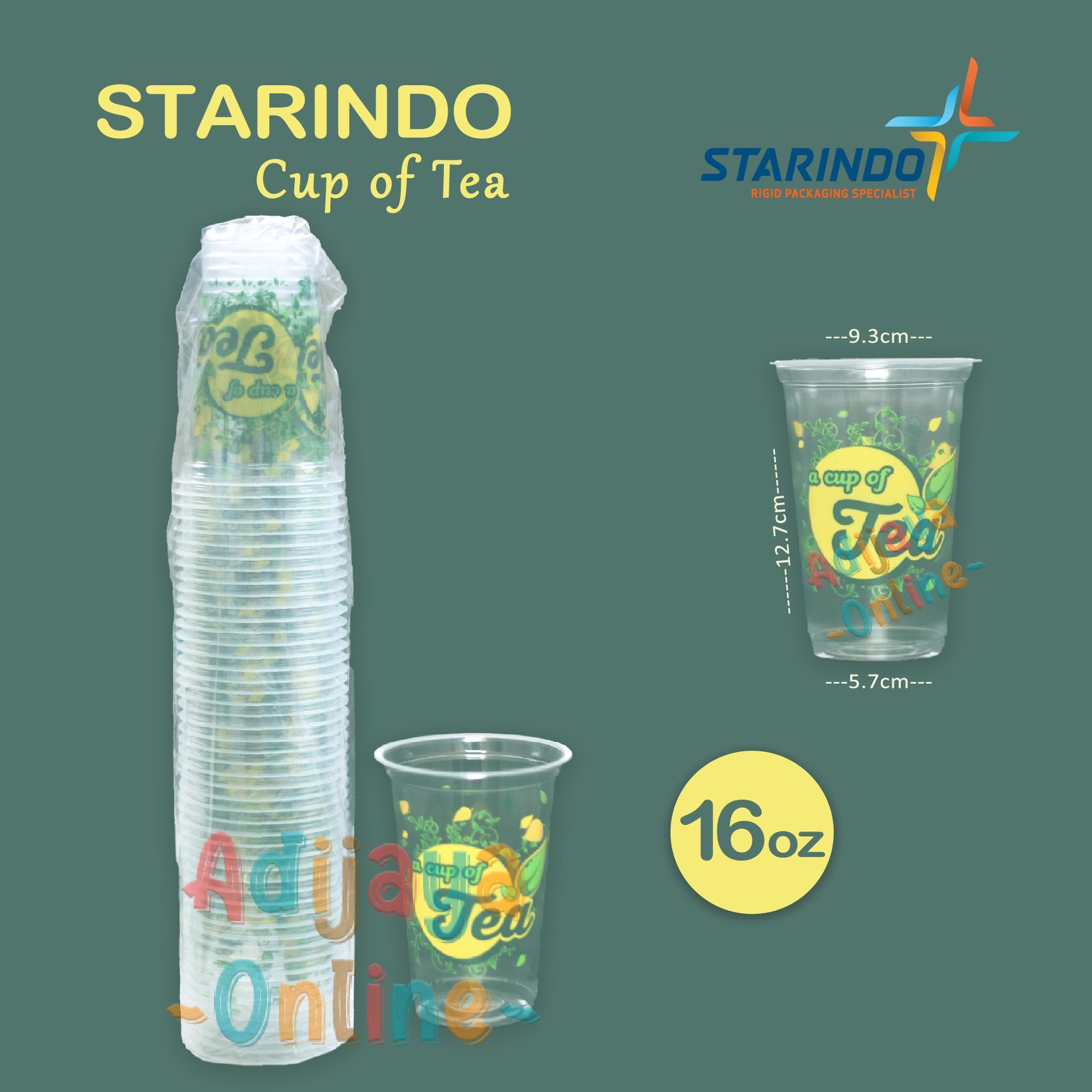 Gelas Plastik Motif Teh 16oz Cup of Tea PP Starindo isi 50pcs — Gelas Plastik & Cup di Adijaya Bandung