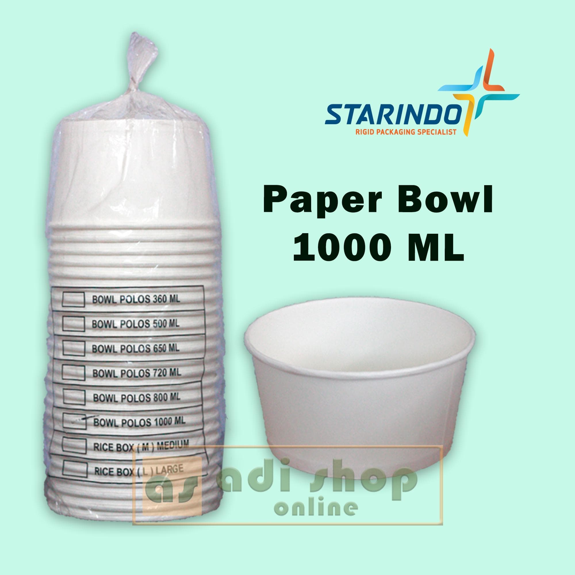 Paper Bowl Polos Starindo 1.000ml isi 25pcs — Kemasan & Wadah di Adijaya Bandung
