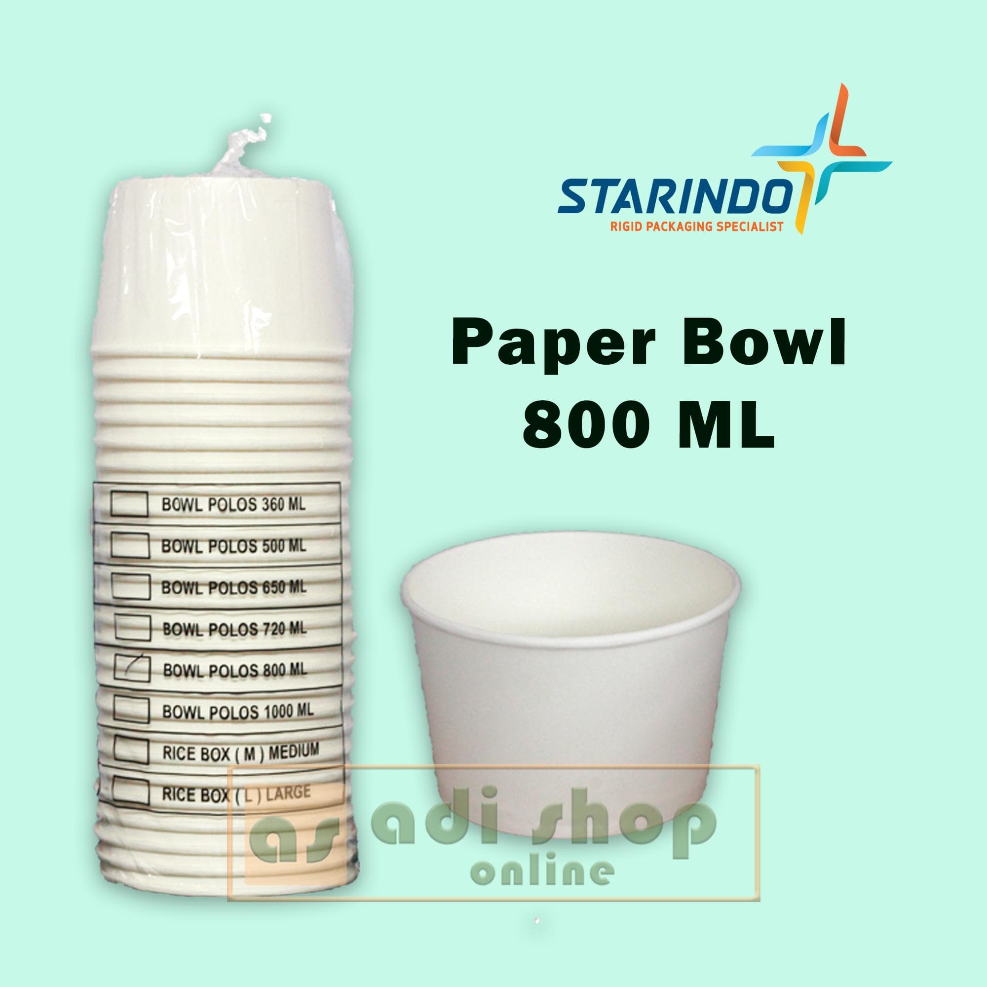 Paper Bowl Polos Starindo 800ml isi 25pcs — Kemasan & Wadah di Adijaya Bandung