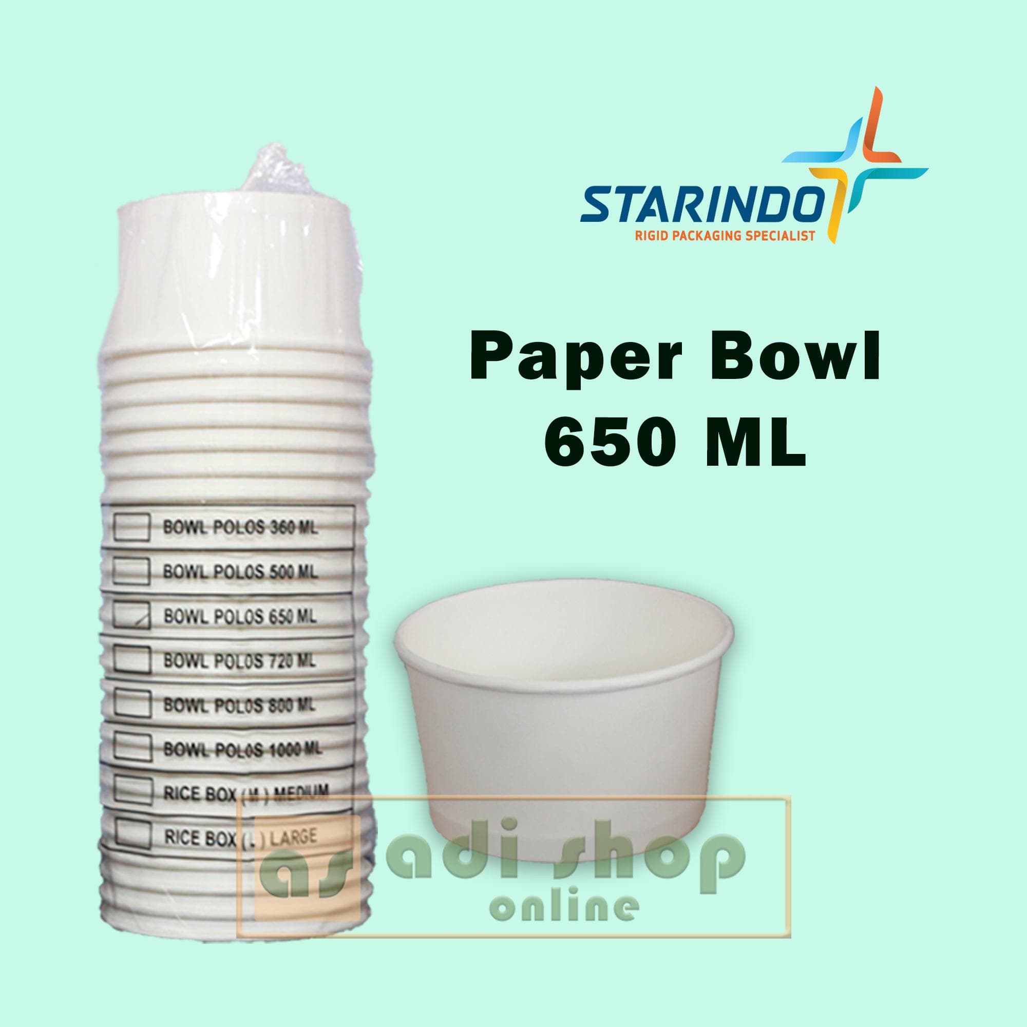 Paper Bowl Polos Starindo 650ml isi 25pcs — Kemasan & Wadah di Adijaya Bandung