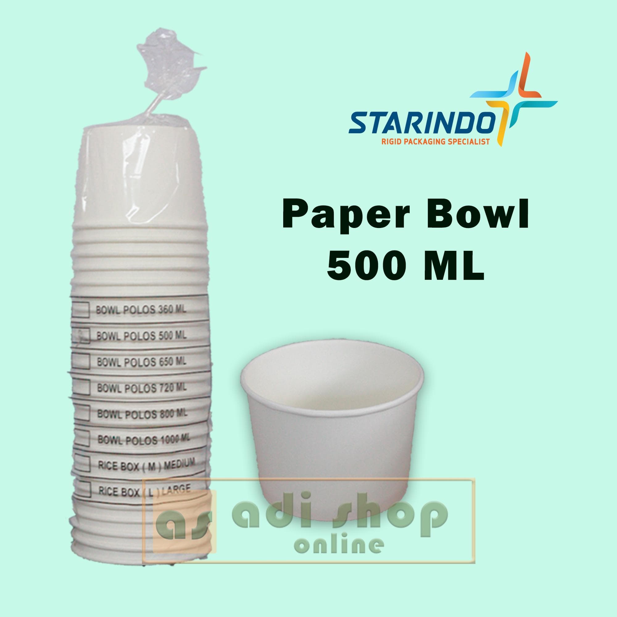 Paper Bowl Polos Starindo 500ml isi 25pcs — Kemasan & Wadah di Adijaya Bandung