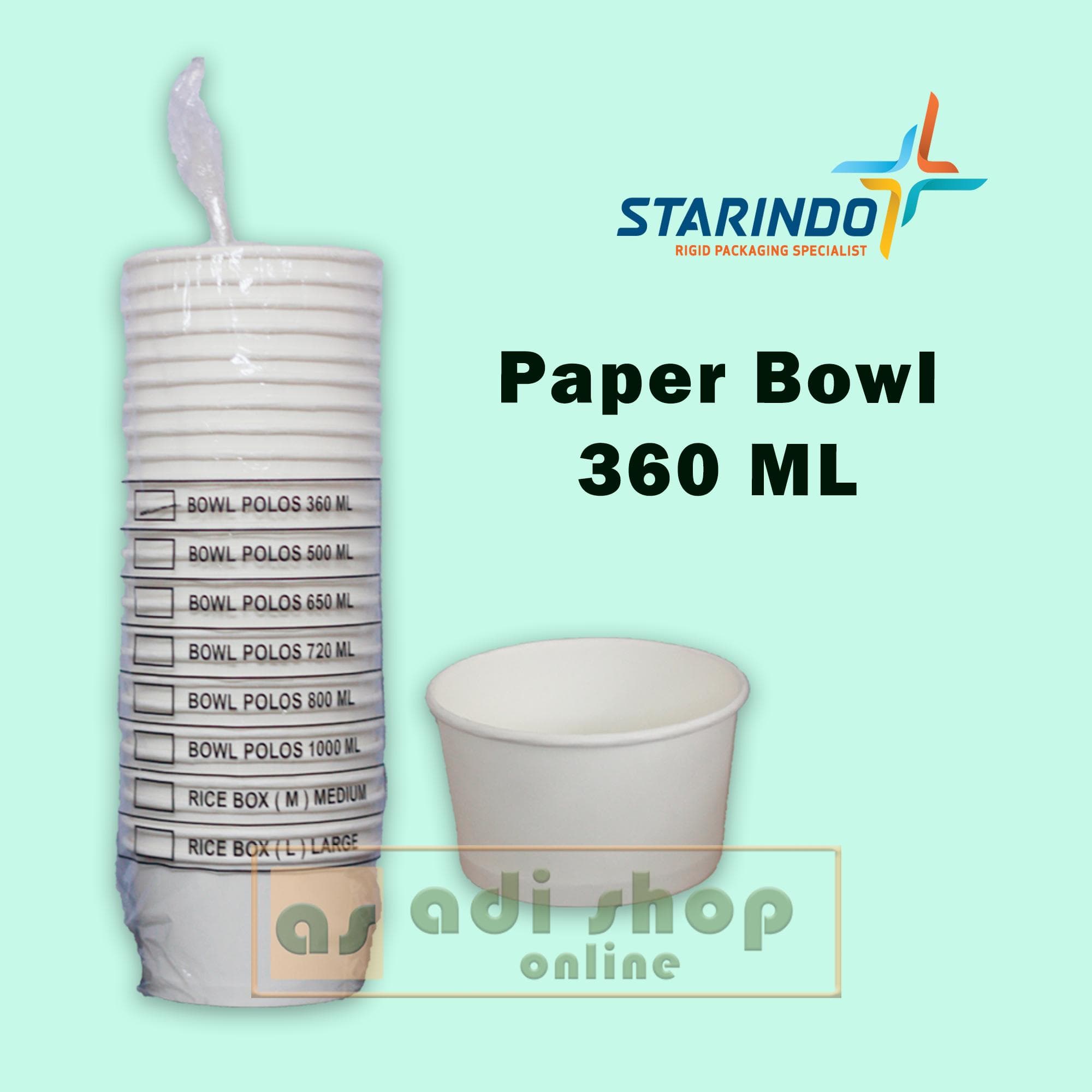 Paper Bowl Polos Starindo 360ml isi 25pcs — Kemasan & Wadah di Adijaya Bandung
