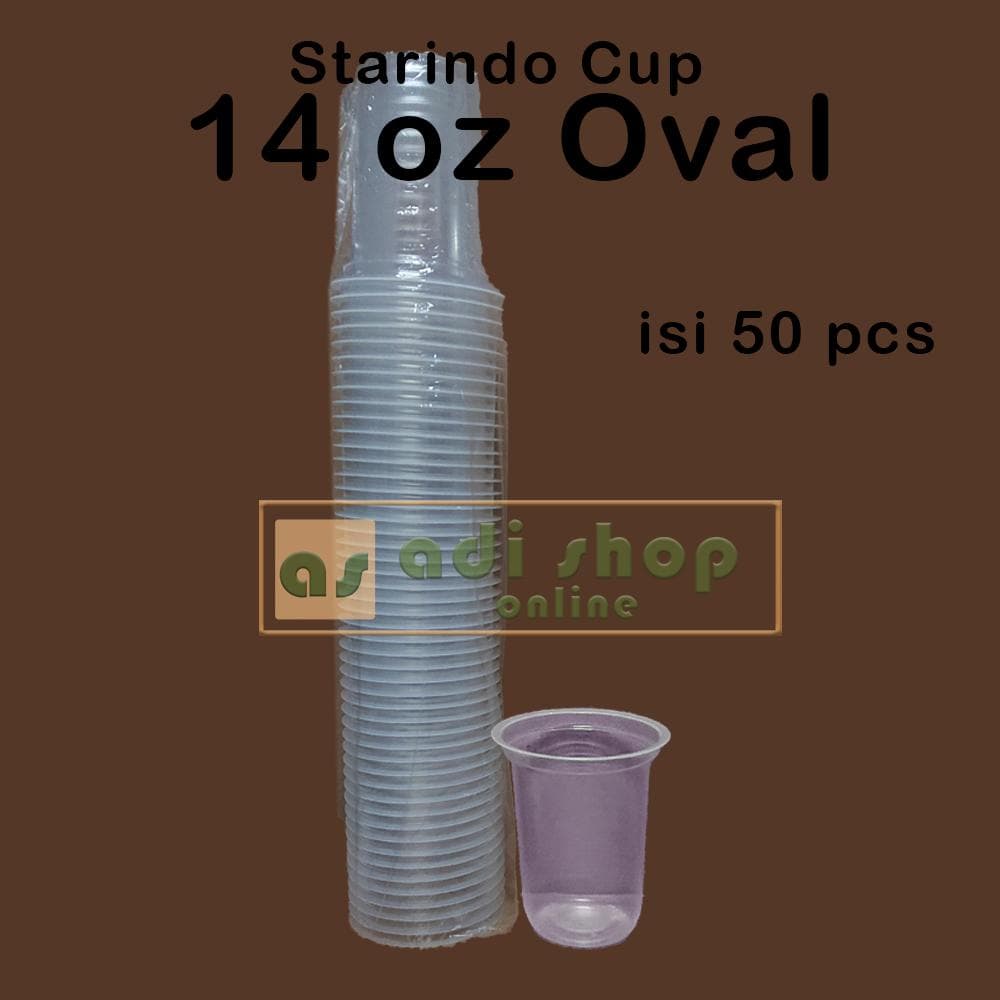 Starindo 14oz Oval isi 50pcs — Gelas Plastik & Cup di Adijaya Bandung