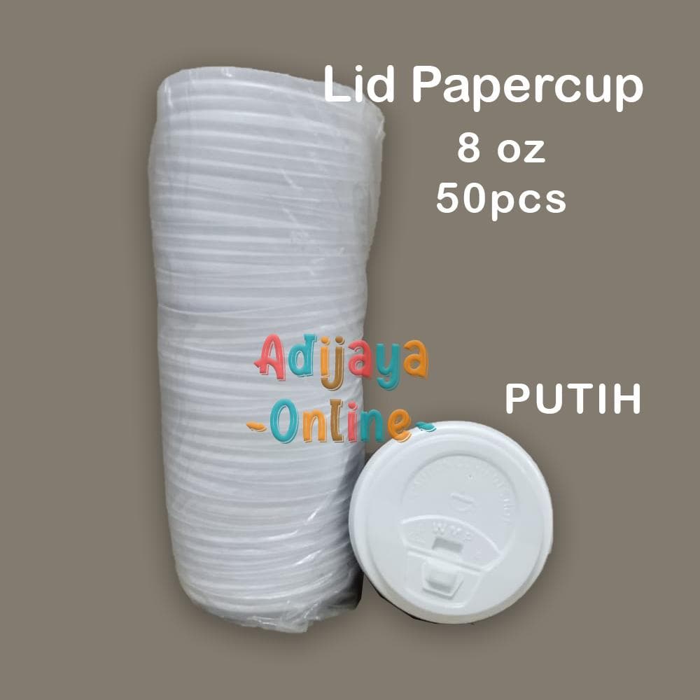 Tutup / Lid Papercup 8oz Putih isi 50pcs — Tutup & Lid di Adijaya Bandung