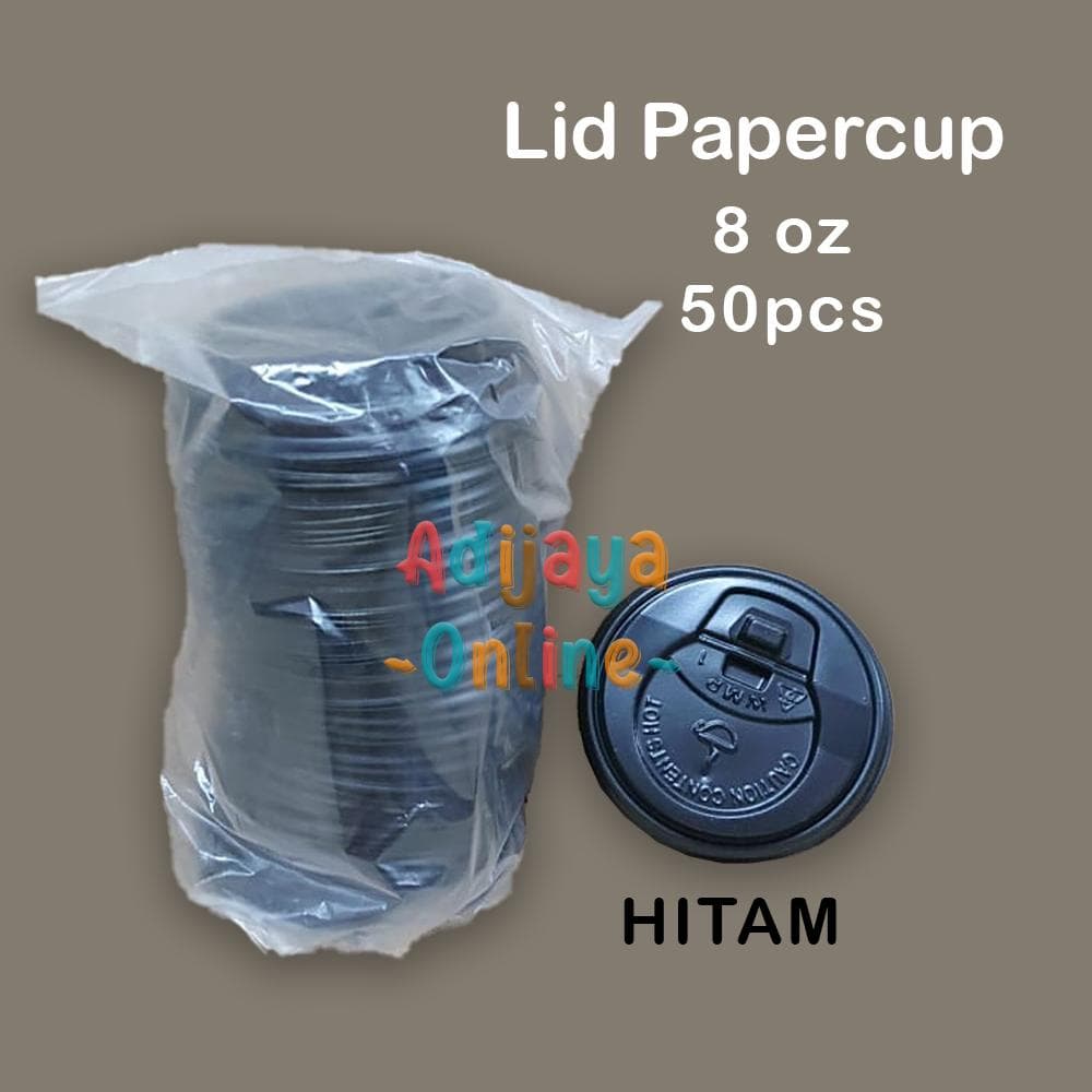 Tutup / Lid Papercup 8oz Hitam isi 50pcs — Tutup & Lid di Adijaya Bandung