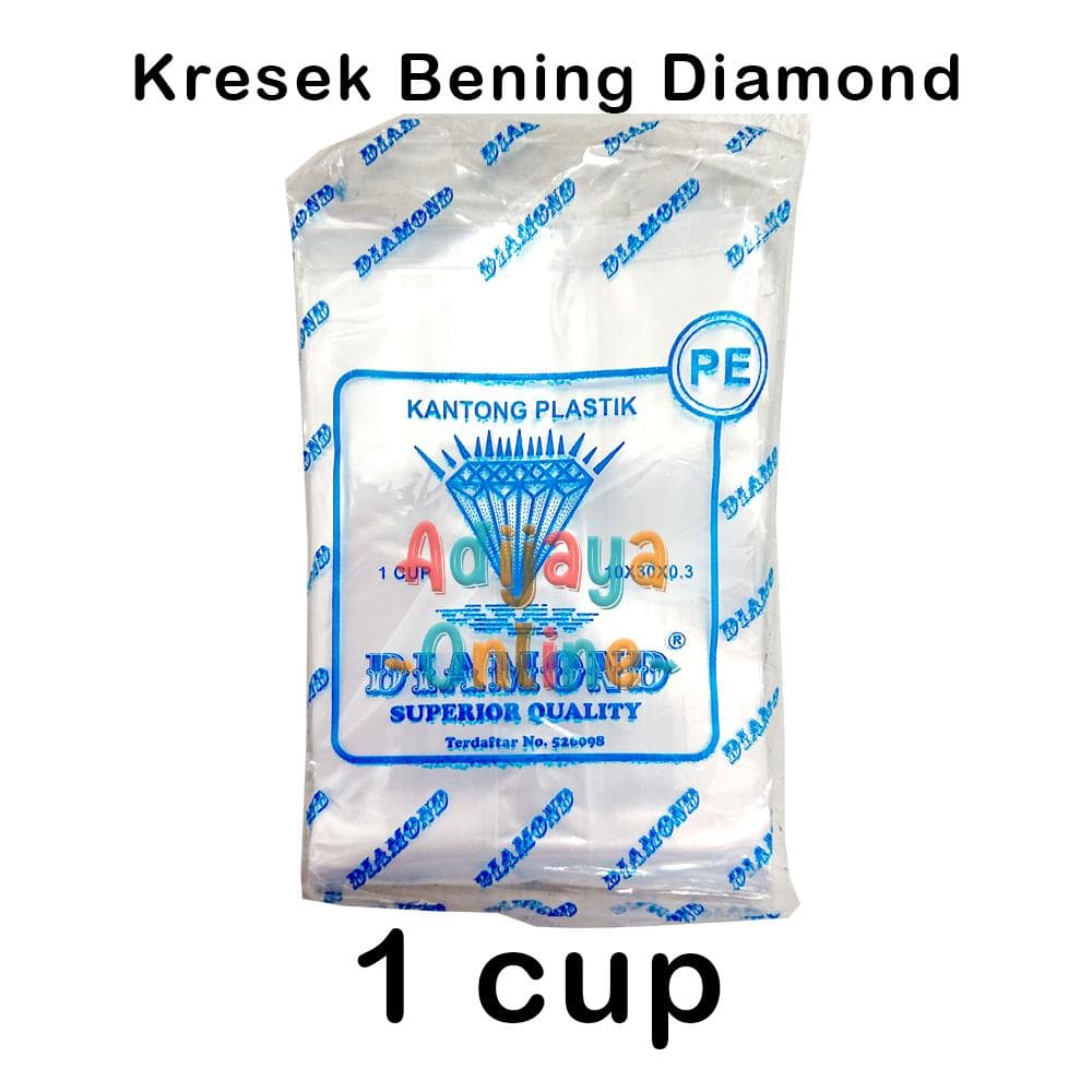 Kantong Plastik Kresek Bening PE 1 Cup Diamond — Kemasan & Wadah di Adijaya Bandung